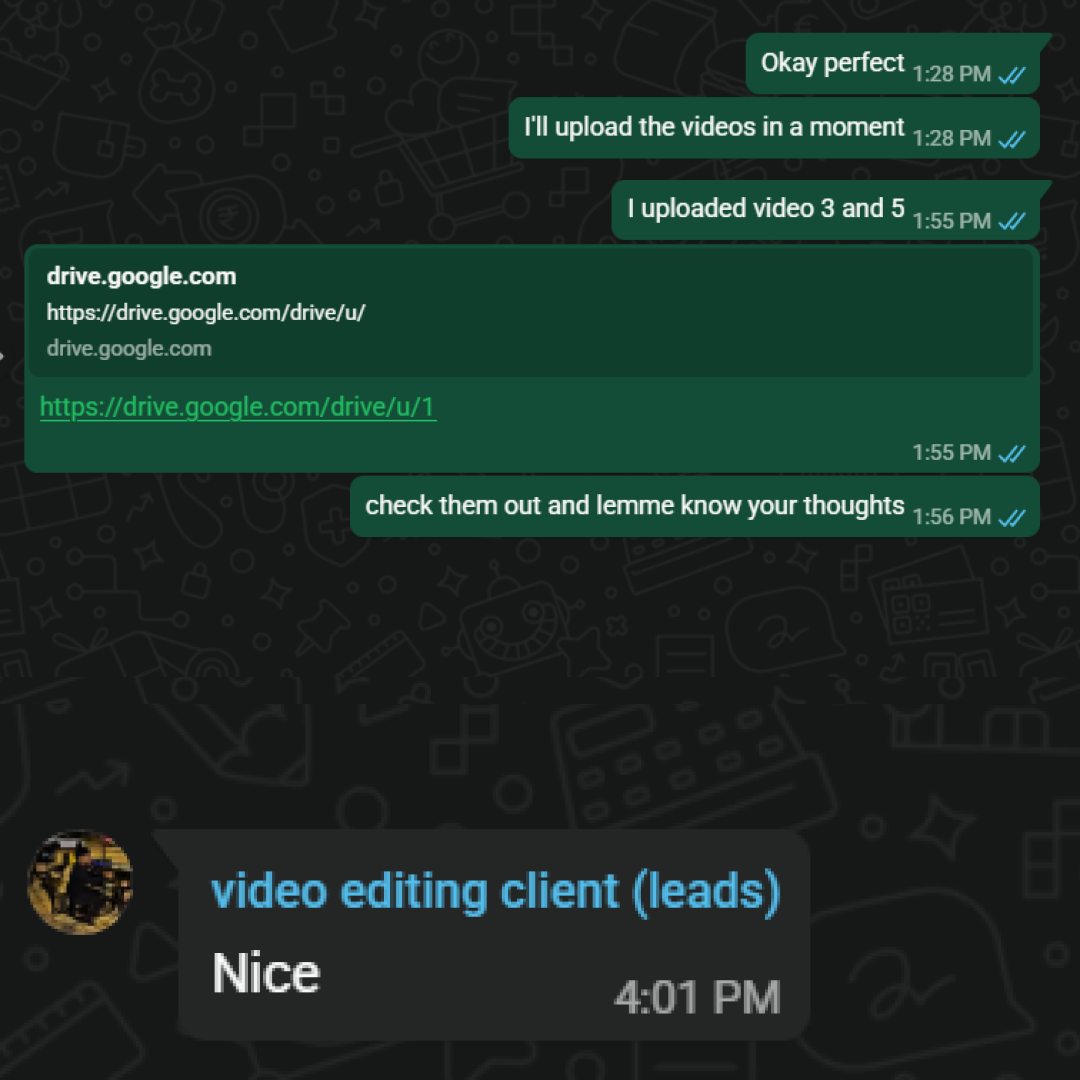 Client reply: Nice